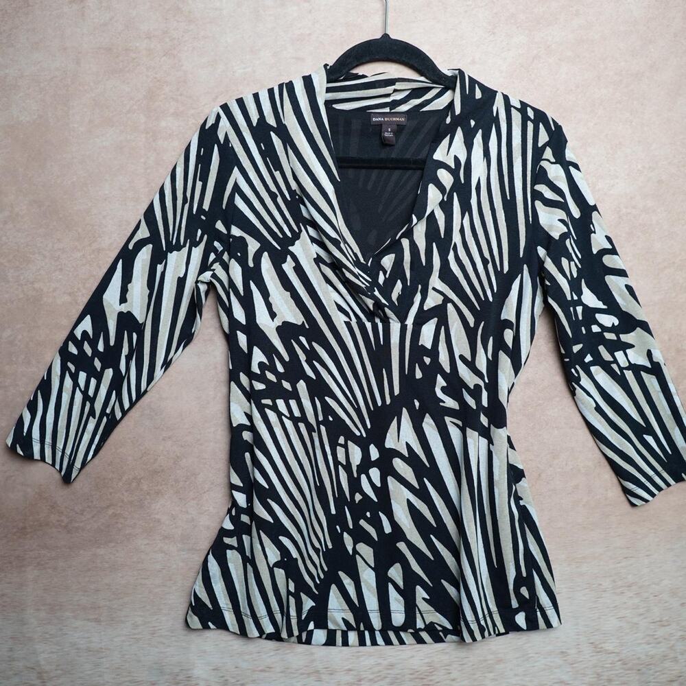 Dana Buchman Zebra Print Surplice Top Y2K S